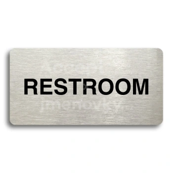 Piktogram "RESTROOM" - stbrn tabulka - ern tisk bez rmeku