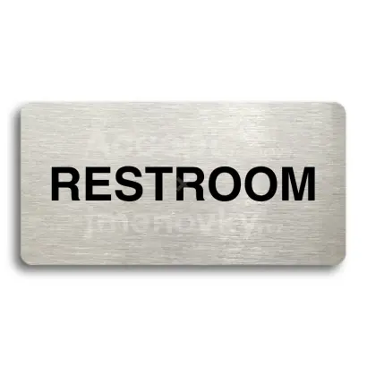 Piktogram "RESTROOM" - stbrn tabulka - ern tisk bez rmeku