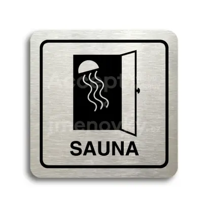 Piktogram "sauna II" - stbrn tabulka - ern tisk