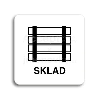 Piktogram "sklad" - bl tabulka - ern tisk bez rmeku