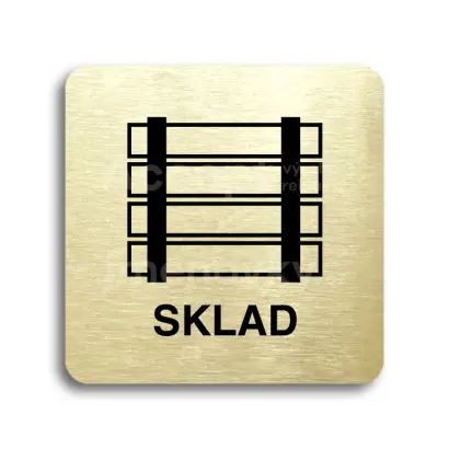 Piktogram "sklad" - zlat tabulka - ern tisk bez rmeku