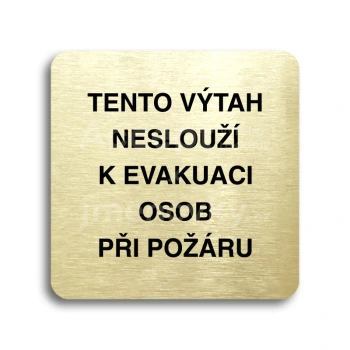 Piktogram "tento vtah neslou k evakuaci osob II" - zlat tabulka - ern tisk bez rmeku