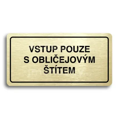 Piktogram "VSTUP POUZE S OBLIEJOVM TTEM" - zlat tabulka - ern tisk