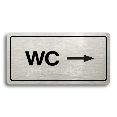 Piktogram "WC VPRAVO" - stbrn tabulka - ern tisk