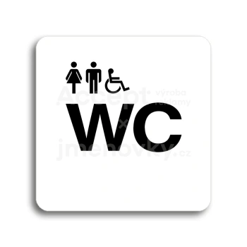 Piktogram "WC eny, mui, invalid" - bl tabulka - ern tisk bez rmeku