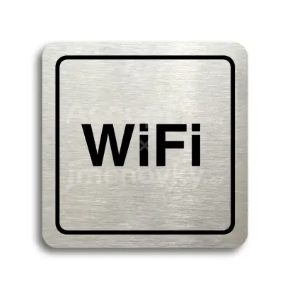 Piktogram "WiFi" - stbrn tabulka - ern tisk