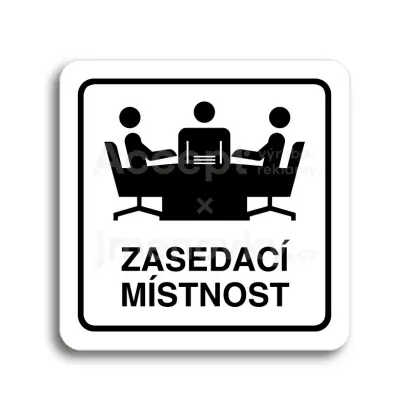 Piktogram "zasedac mstnost" - bl tabulka - ern tisk