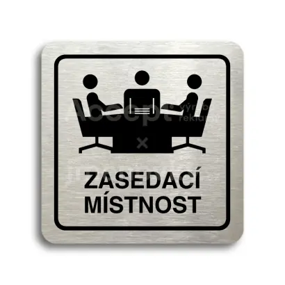 Piktogram "zasedac mstnost" - stbrn tabulka - ern tisk